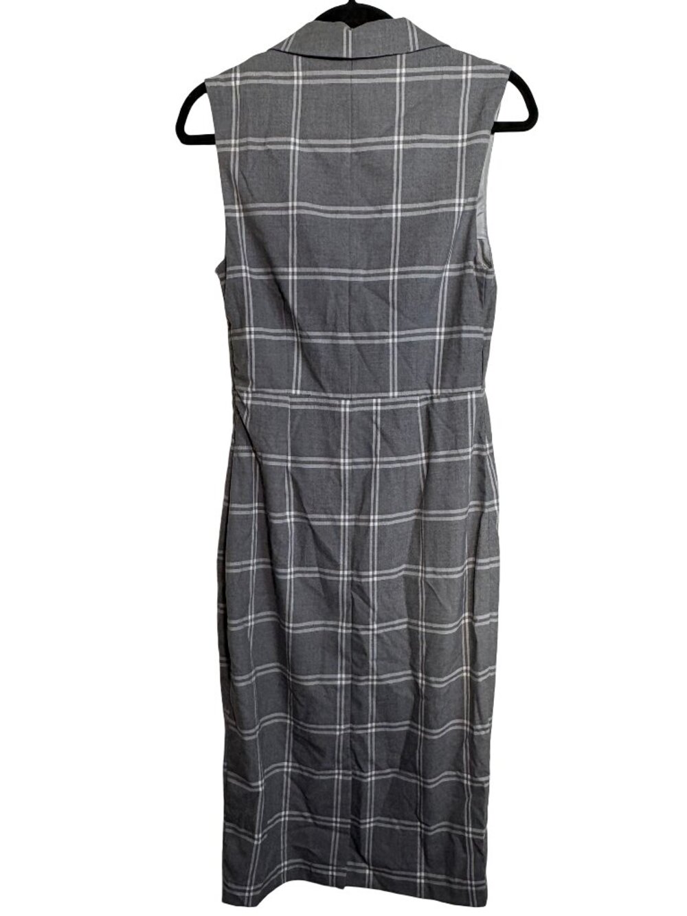 ASOS Tall Plaid Sleeveless Wrap Midi Sheath Dress Women Gray Windowpane Sz 6 NWT - Picture 3 of 11